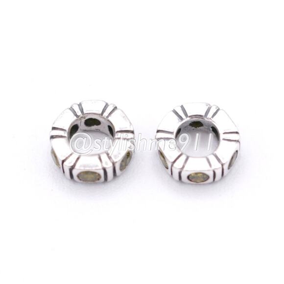 Two Authentic Pandora Trinity Green CZ Spacers - 790368GCZ - Picture 10 of 12